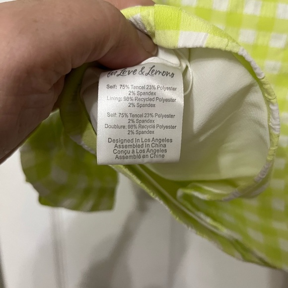 FOR LOVE & LEMONS maureen cropped gingham blazer top large , green white - Picture 10 of 10